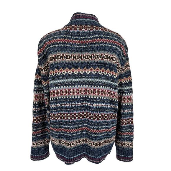 Vintage Y2K Tiara Fair Isle Full Zip Sweater High Neck Blue Pink Medium - Picture 5 of 7